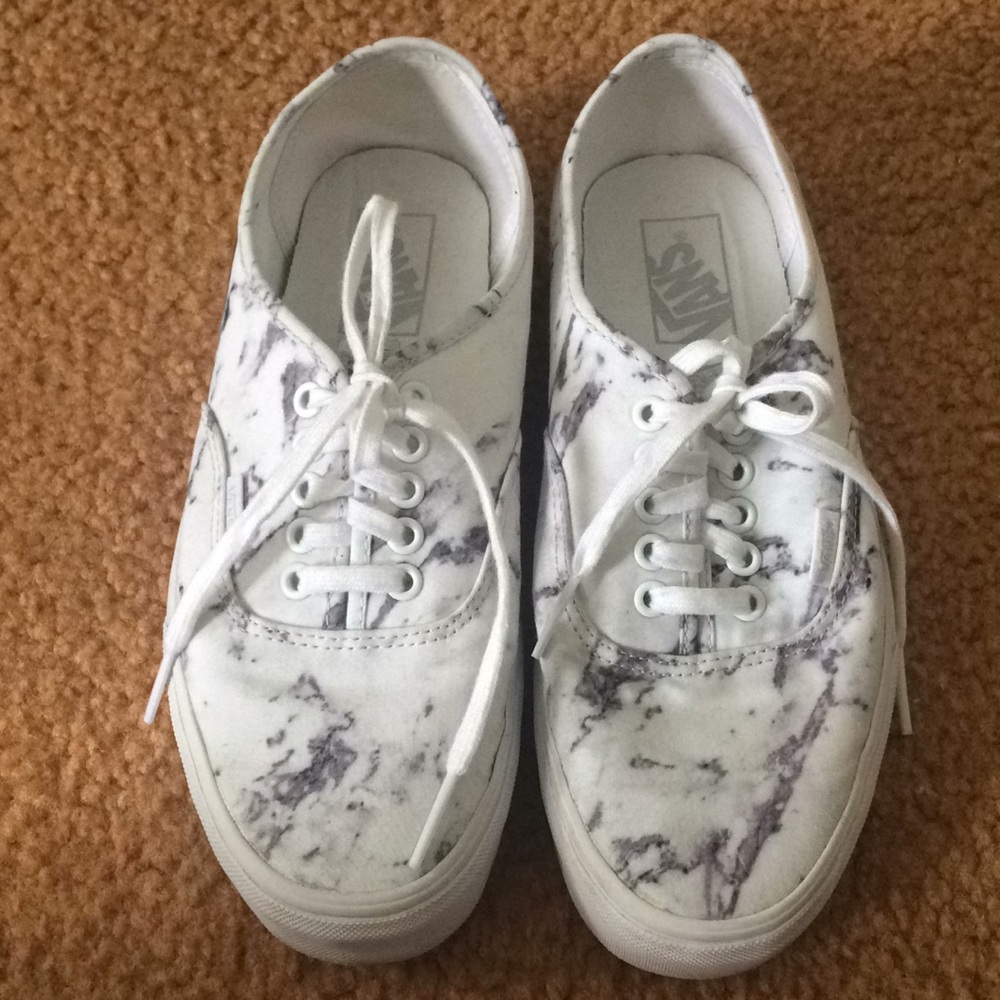 Marble Vans White and Gray